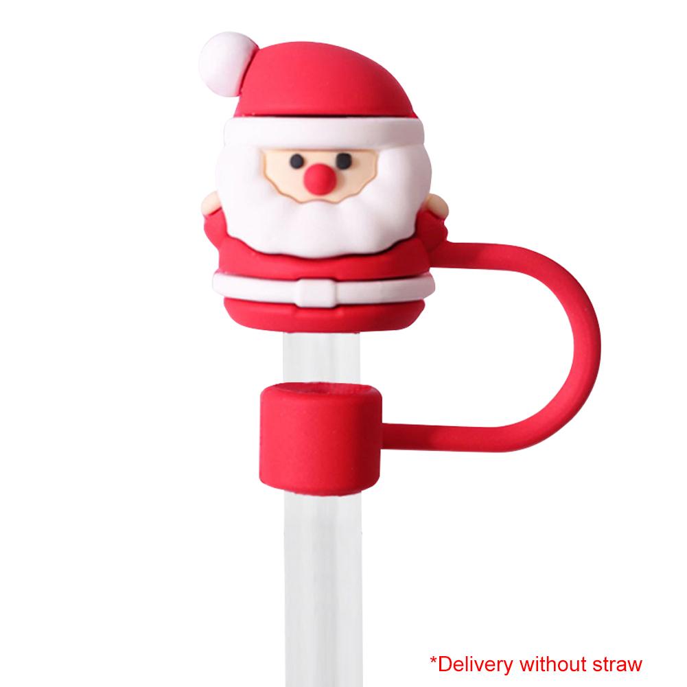 PVC Christmas Straw Covers 10mm Xmas Cartoon Straw Tips Reusable Christmas Straw Caps for Stanley 30/40oz Tumbler Accessories