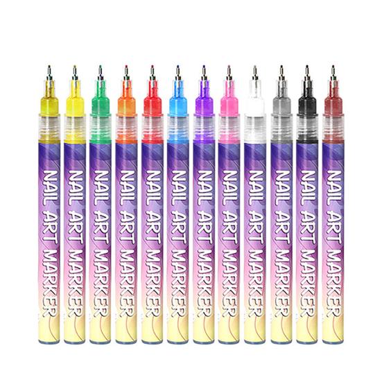 

12Pcs Nail Art Pens 3D Quick Dry 0.5MM DIY Gel Nail Art Acrylic Paint