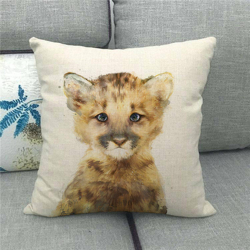 Cute Tiger Wild Animal Fierce Beast Digital Printing Short Plush Pillow Covers For Car Sofa Office Cushion Cover Home Goods