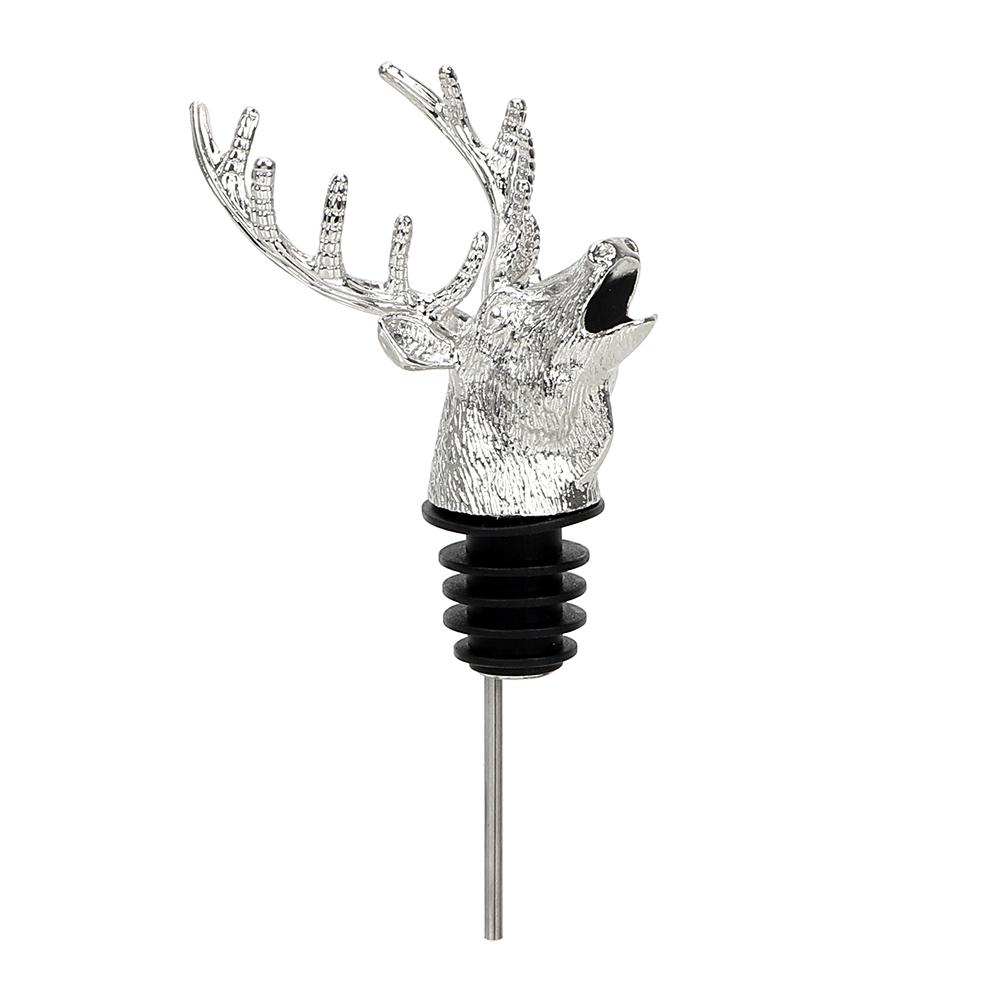 

Винная пробка из нержавеющей стали для выливания вина, экстрактор вина, забавная пробка для бутылки, крышка для бутылки в виде головы оленя Silvery