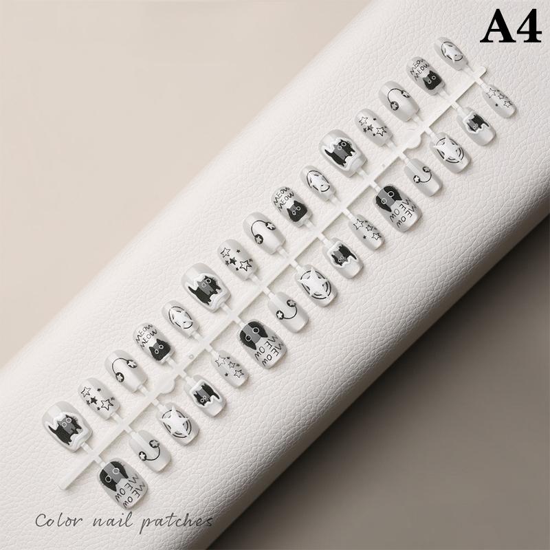 30Pcs Long False Nails  Wearable Fake Nails Full Cover Detachable Press On Nails Diy Girls Nail Tips