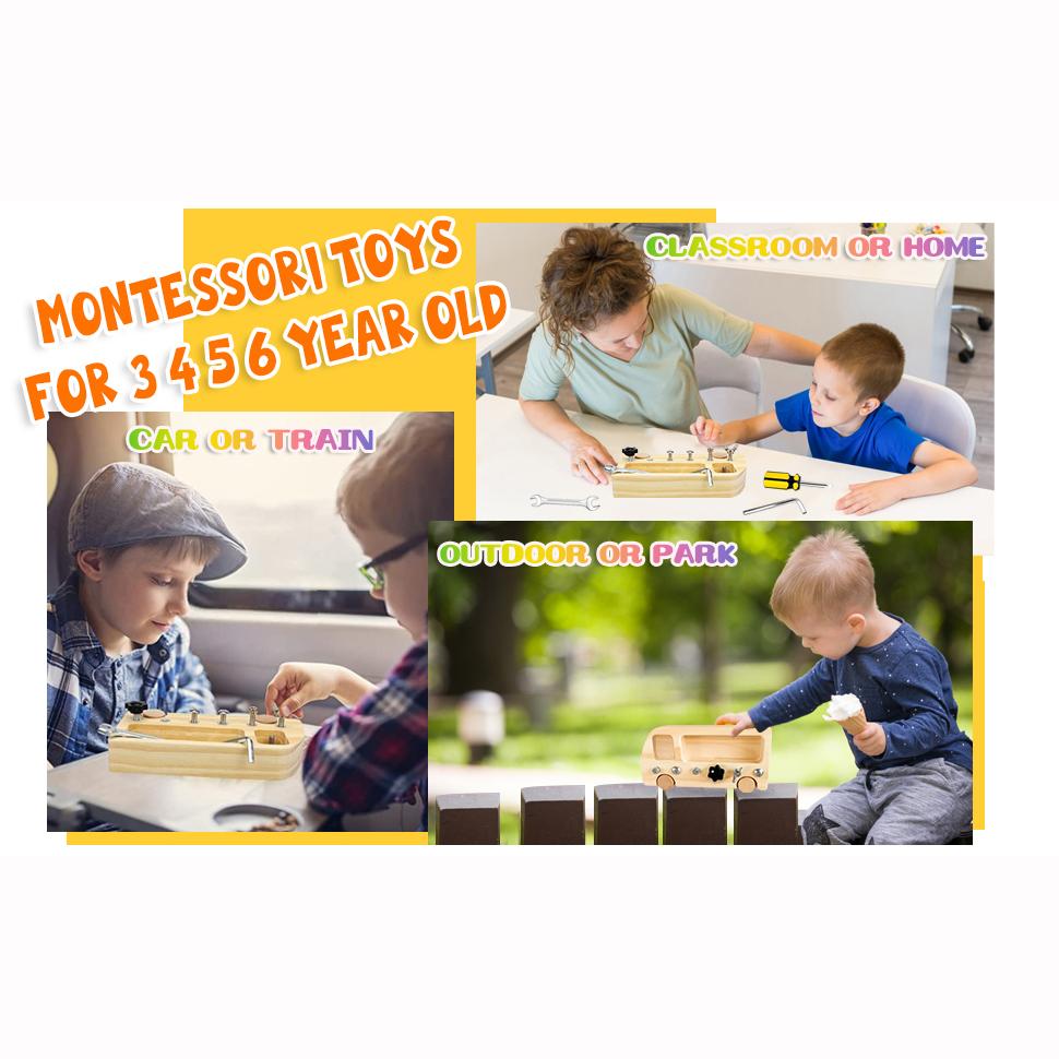 10 Adet Çocuklar Ahşap Montessori Tornavida Tahtası Seti, Çocuklar için Gerçek Araçlar, Çocuklar için Temel Beceriler Eğitim Duyusal eğitici oyuncak Bebekler Okul Öncesi