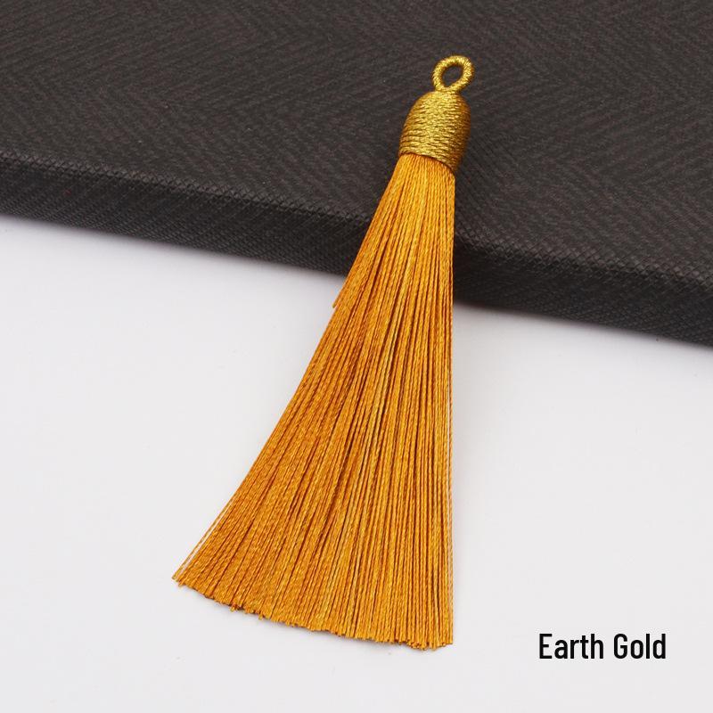 8CM Gold Threaded Cap Pull Ring Tassel Fringe Ornament Pendant Bookmark Accessory