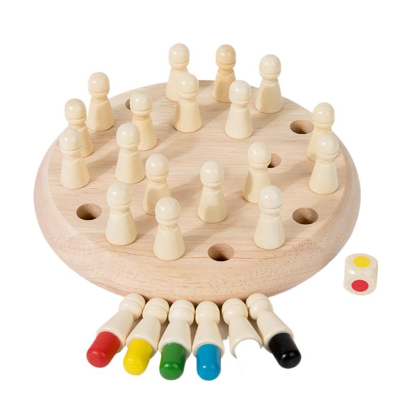 Kids Wooden Memory Match Stick Chess Fun Color Game Board Puzzles Educational Toy Montessori Cognitive Learning Toy for Children