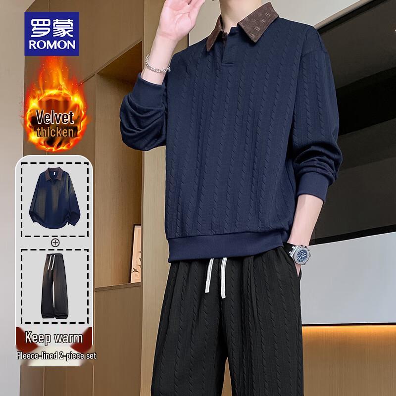 

ROMON Men s Winter 2025 Warm Fleece Sweatshirt Set 2XL