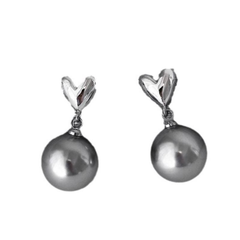 Love Pearl Earrings - Elegant Silver Pin - Versatile Ear Accessories