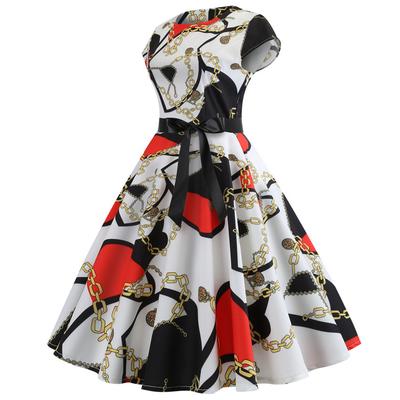 Ladies Fashion Print Elegant Short Sleeve Dress