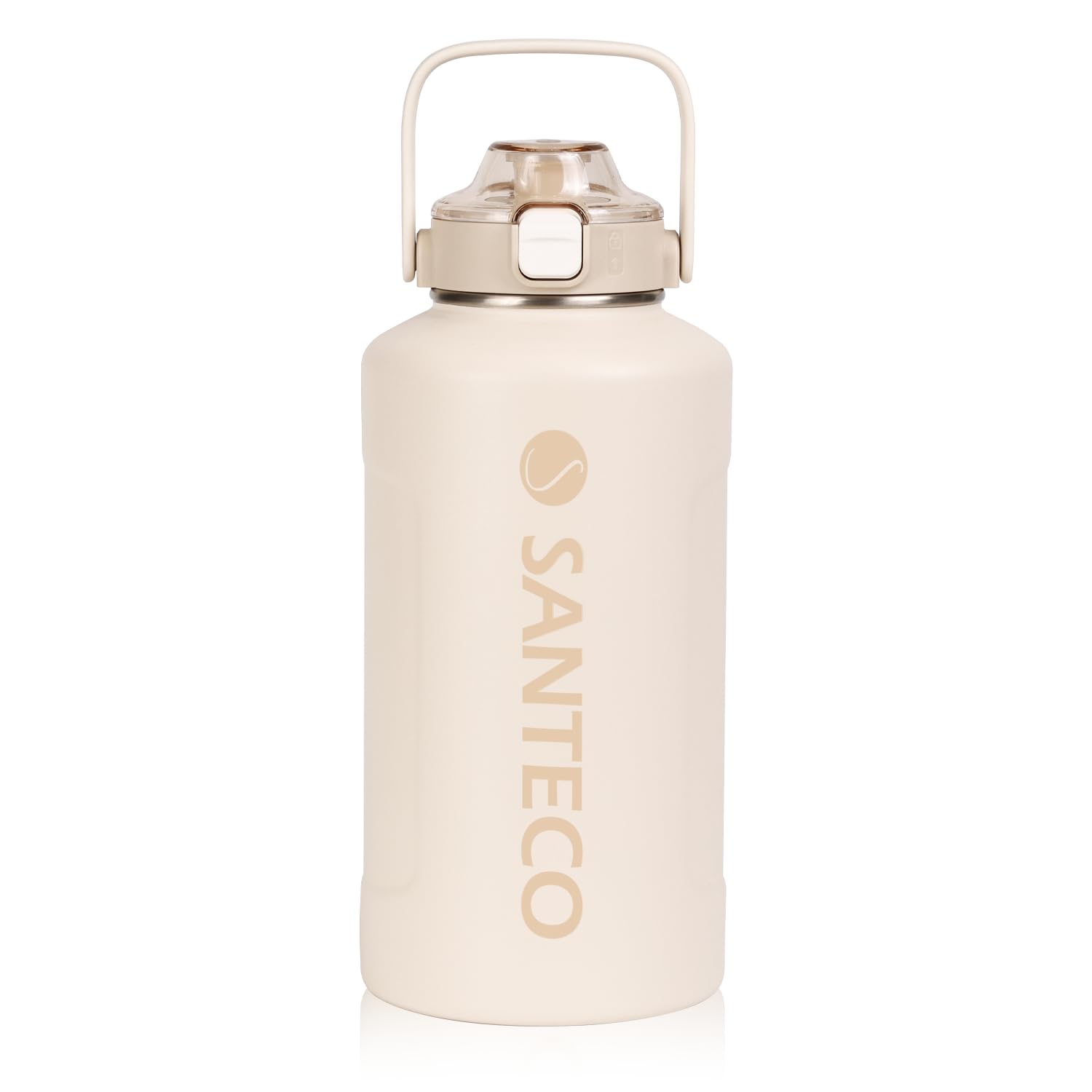 

SANTECO Thermos Water Large with Direct Stainless Vacuum Beige Bottle, Insulated, Capacity, 1900ml, Straw, Drinking, Steel, Insulated, бежевый
