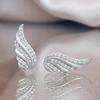 1 Pair, Fashionable, Inlaid with Synthetic Zircon, Fashionable and Versatile, Exquisite Wing Shape