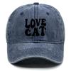 LOVE CAT" Print Snapback Baseball Hat, Animal Dad Hat Sporting Non-Stretch Fabric Lightweight Adjustable Buckle Adjustable Baseball Cap