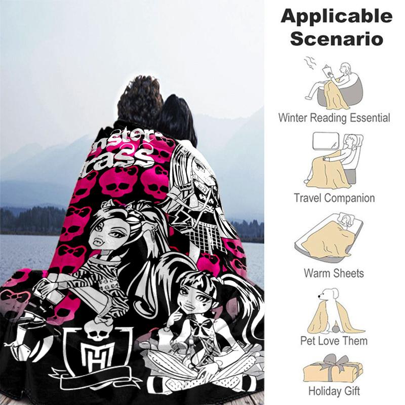 1pc Blanket Monster High1 Print Design, Lightweight Blanket for Sofa, Bed- Soft &Warm, Gift for All Seasons Like Christmas, Halloween