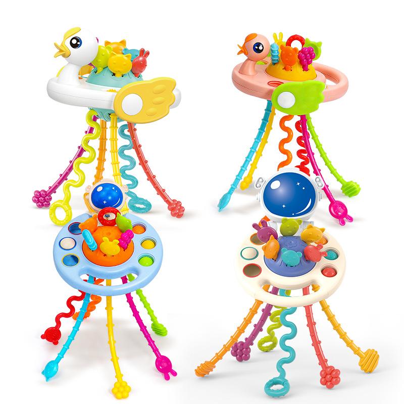 Cute Duckling Astronaut Model Pumping Toy, Boiled Toothpaste Rattle Toy Lala Music