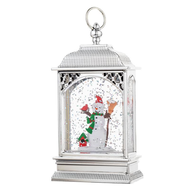 Christmas Decoration Glowing Santa Claus Interior Water-filled Flat Wind Lantern Desktop Ornaments Snowman Christmas Decoration Christmas