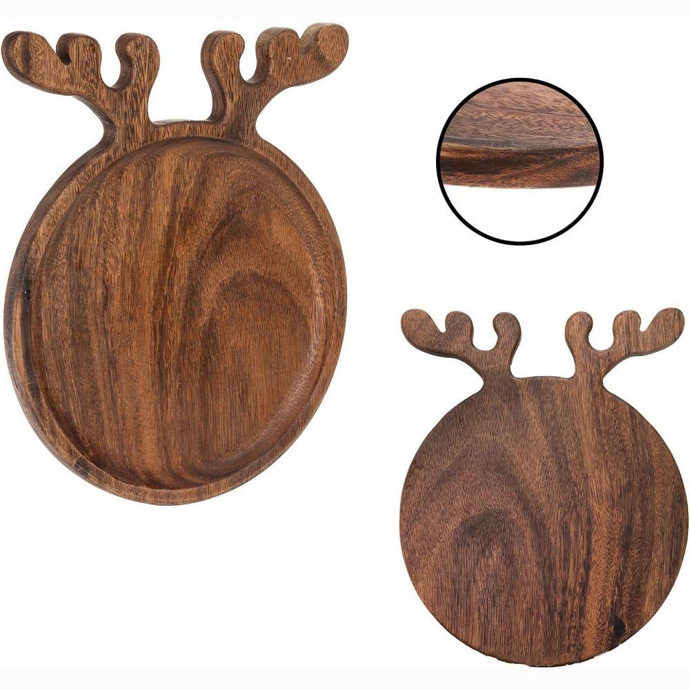 Smooth Surface Antler Shape Wood Tray Drop-proof Christmas Snack Tray Cheese Platter  Xmax