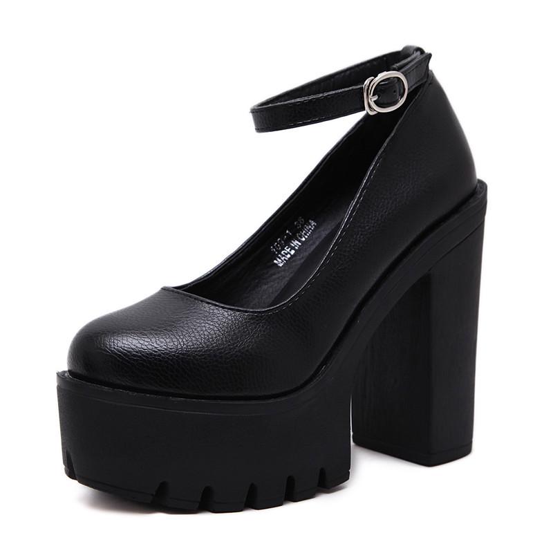 

lus ize ew 2 Spring utumn asual igh-heeled Shoes Sexy uslana orshunova hick Heels Plaorm Pumps 35 чорний