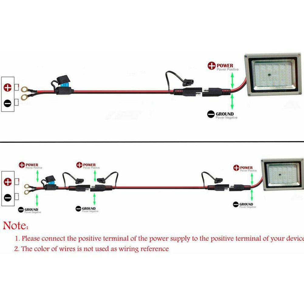 SAE Cable With Fuse Terminal O Connector Quick Release Battery Charger Extension Adapter Wire 16AWG Terminal