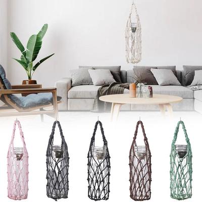 Hand Woven Water Cup Mesh Bag Weave Manual Water Bottle Cover Multiple Colors Can Be Suspended Pouch Visible Bag