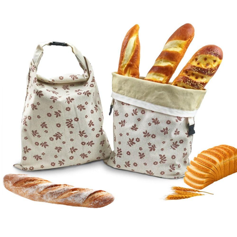 Reusable Beeswax Bread Bags Organic Linen Lock Closure Sourdough Bread Bags Beeswax Coated Freshness Preservation