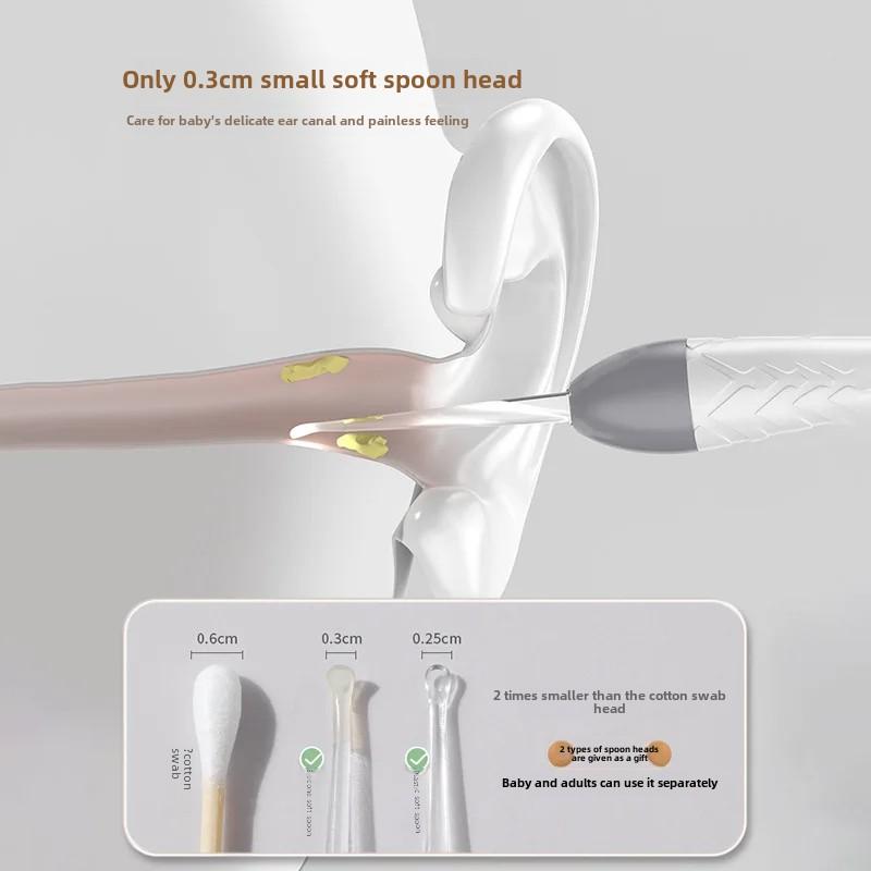 Luminous Ear Spoon Set Ear Wax Removal Cleaning Tweezers LED Light Earpick Nose Clip Children Adults Ear Care Tools Kit