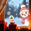 Festive Glass Door Decals Peeking Snowman Static Cling Window Decal Christmas Sticker with Clings Snowflakes Reusable PVC Holiday Decor for