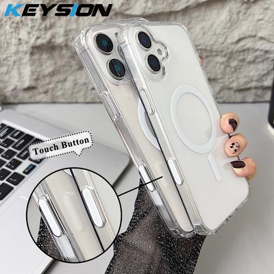 KEYISON Camera Touch Control Button Case for iPhone 16 Pro Max 16 Plus for MagSafe Magnetic Wireless Charging Transparent Cover