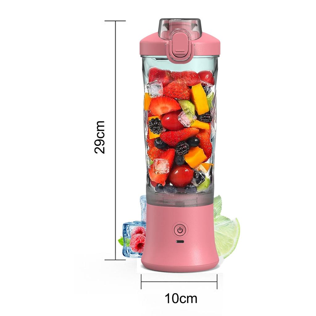 Portable Blender 600ml Personal Size Juicer Cup for Shakes and Smoothies with 6 Blades 150 Watt Waterproof Rechargeable