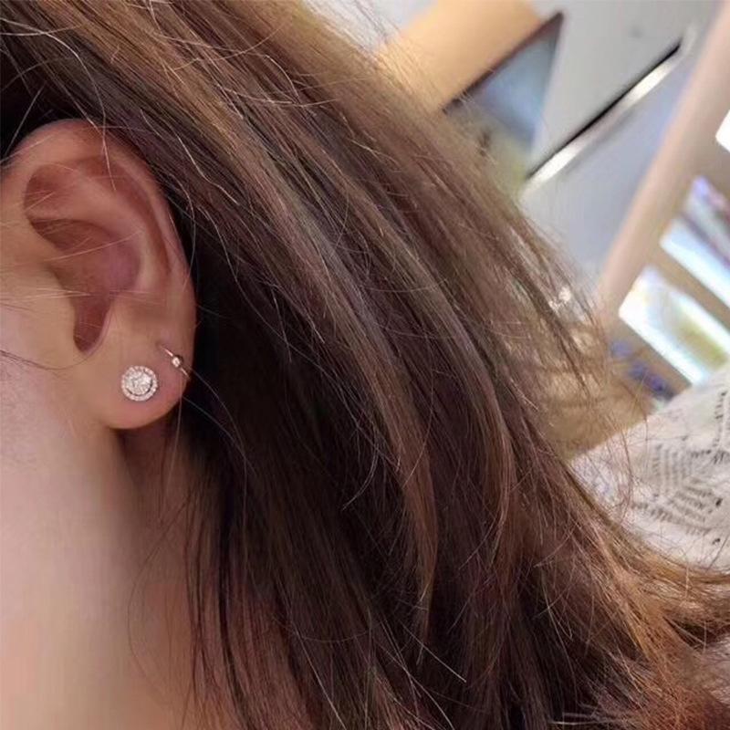Exquisite and Compact Synthetic Zircon Earrings with A Minimalist Circular Design, Suitable for All Occasions As Exquisite Jewelry