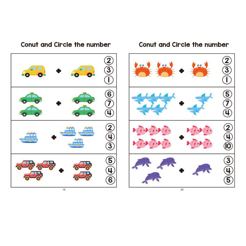64 Page Interactive Preschool Math Workbook Number Tracing Addition and Subtraction Exercises Early Education Activities
