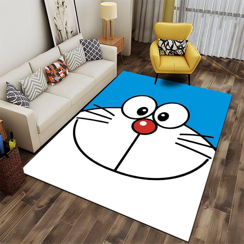Cartoon Cat Face Blue Carpet Suitable As a Non-slip Mat for the Living Room or Bedroom Sofa