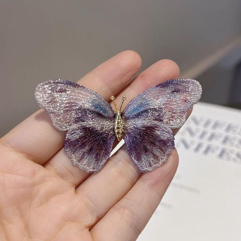 Retro light luxury handmade enamel embroidery butterfly brooch female niche high-end pin DIY high-end corsage