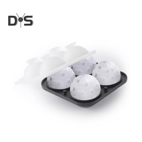 Silicone Ice Ball Tray with Lid 4 Cavities Easy Release BPA Free Summer Refrigerator Cocktail Whiskey Ice Sphere Maker Press Mold Kitchen Supplies