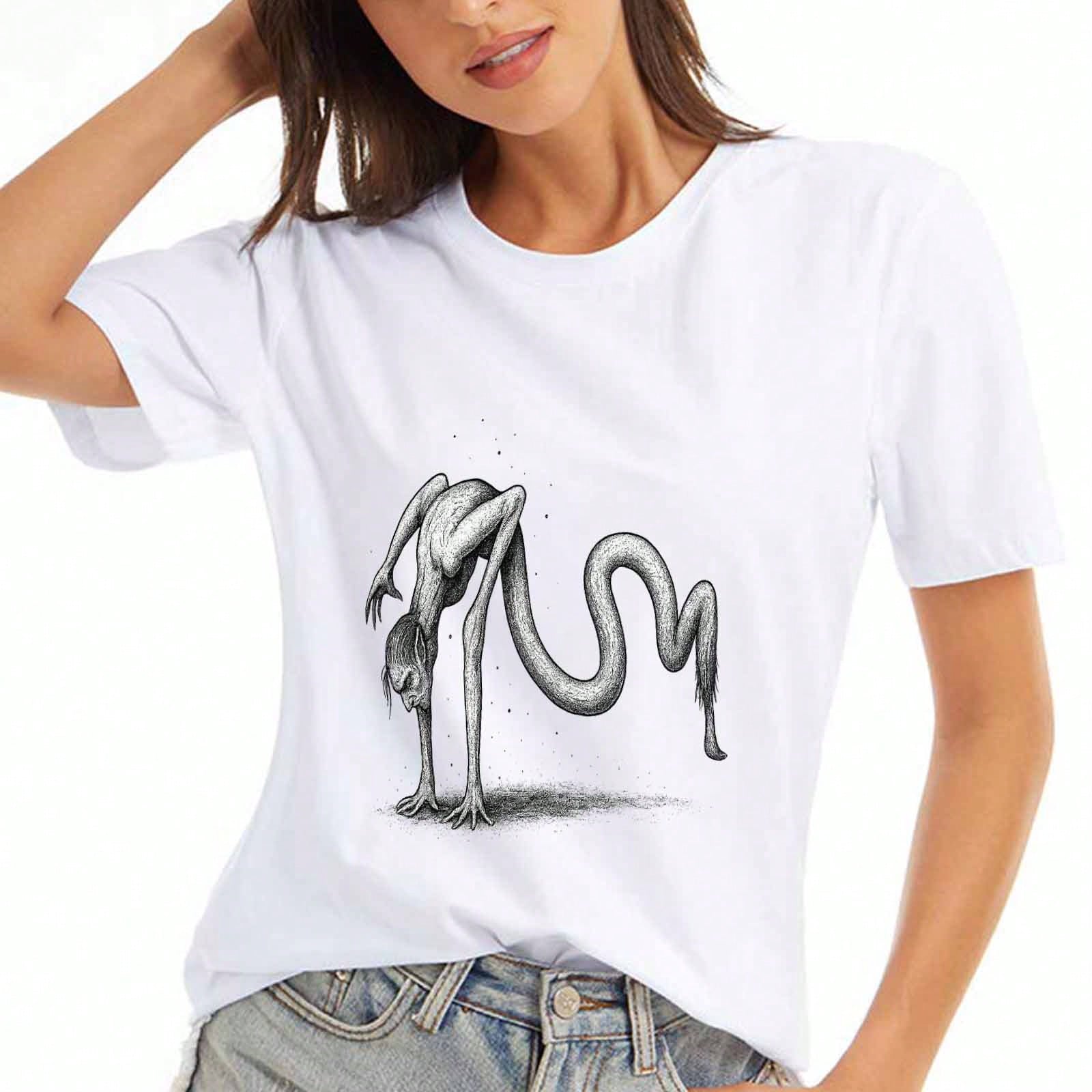 Creepy Geek Ladies Cotton T Shirt, Premium Cotton Graphic,Durable,Casual And Fashionable. Features A Skull With Glasses And Bones,Plus A Spider. Cool S разноцветный