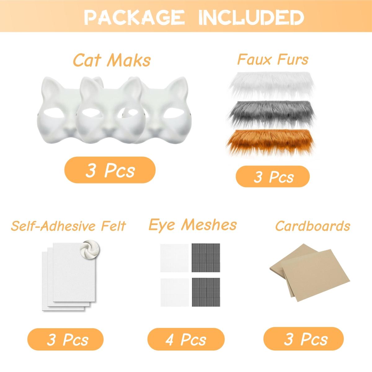 

3/6 Набор для самостоятельного изготовления маски териана, маска кошки на пол-лица, расписанная вручную, маски для самостоятельного изготовления, пустая белая маска кошки для карнавала, маскарада, косплей-вечеринки