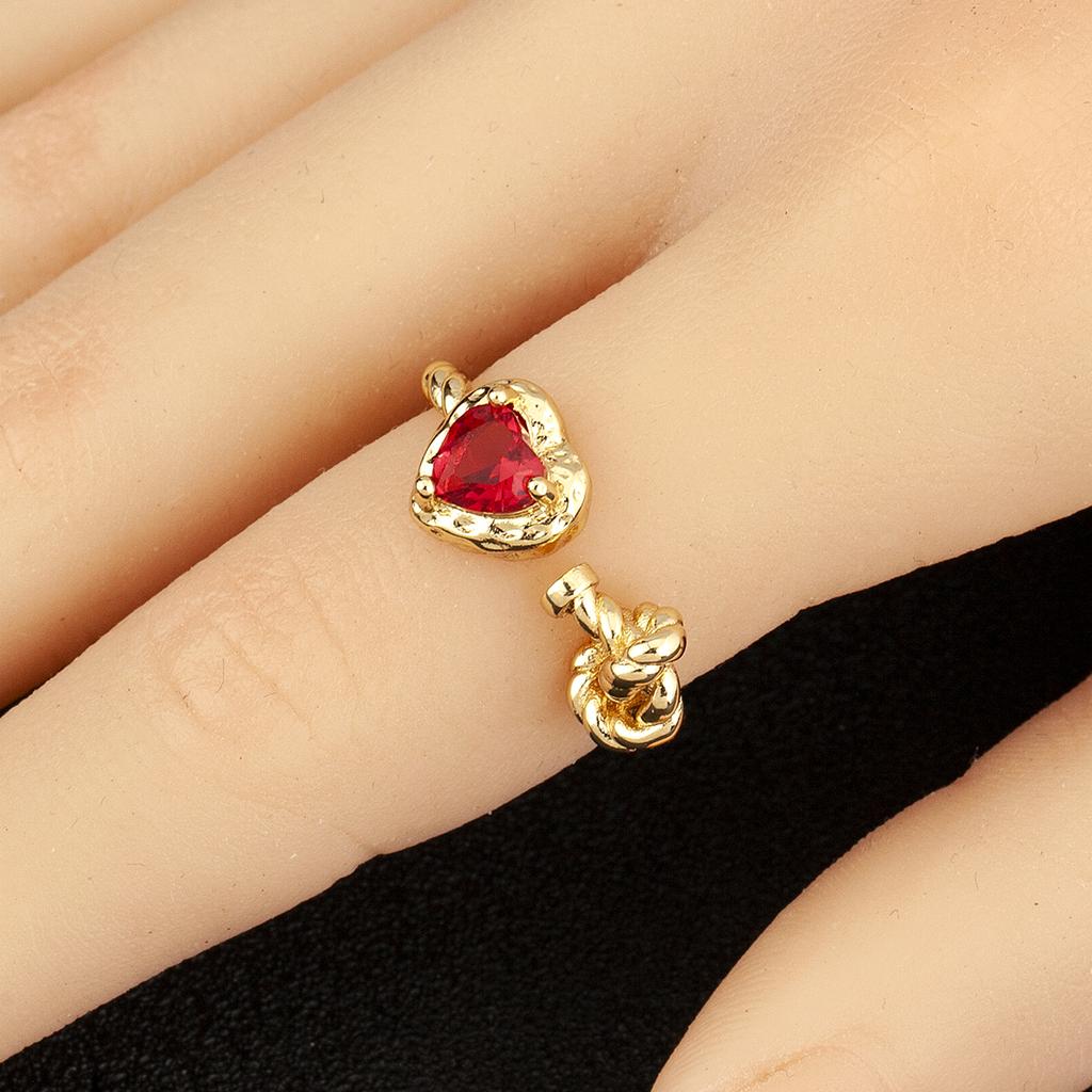Nidin New Fashion Romantic Love Heart Shape Cubic Zirconia Open Rings Adjustable For Male Female Couples Fine Finger Jewelry