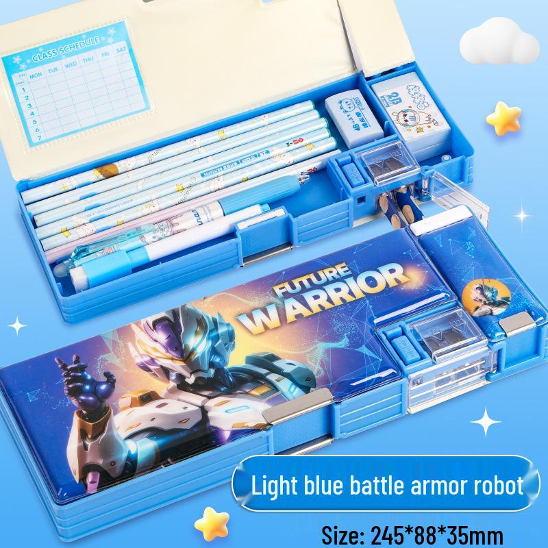 

Мультяшный двухслойный пенал для учеников начальной школы 2024 - Пластиковый пенал для мальчиков и девочек