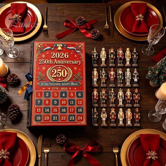 Christmas Gift for Children 2026 Nutcracker Advent Calendar, 24-Day Retro Soldier Figure Countdown Set, 2D Holiday Toy Flat Acrylic Tree Hanging