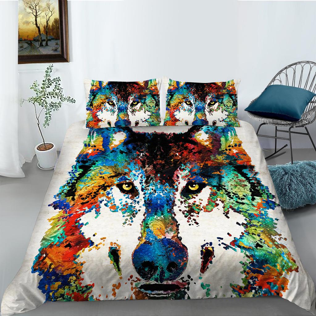 Wolf Series Digital Printed Polyester Duvet Cover Pillowcase Two-Three-Piece Set Creative Style