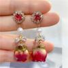 Rose Dried Flower Pendant Earrings Vintage Real Flower Earrings  Bridal Gown Earrings
