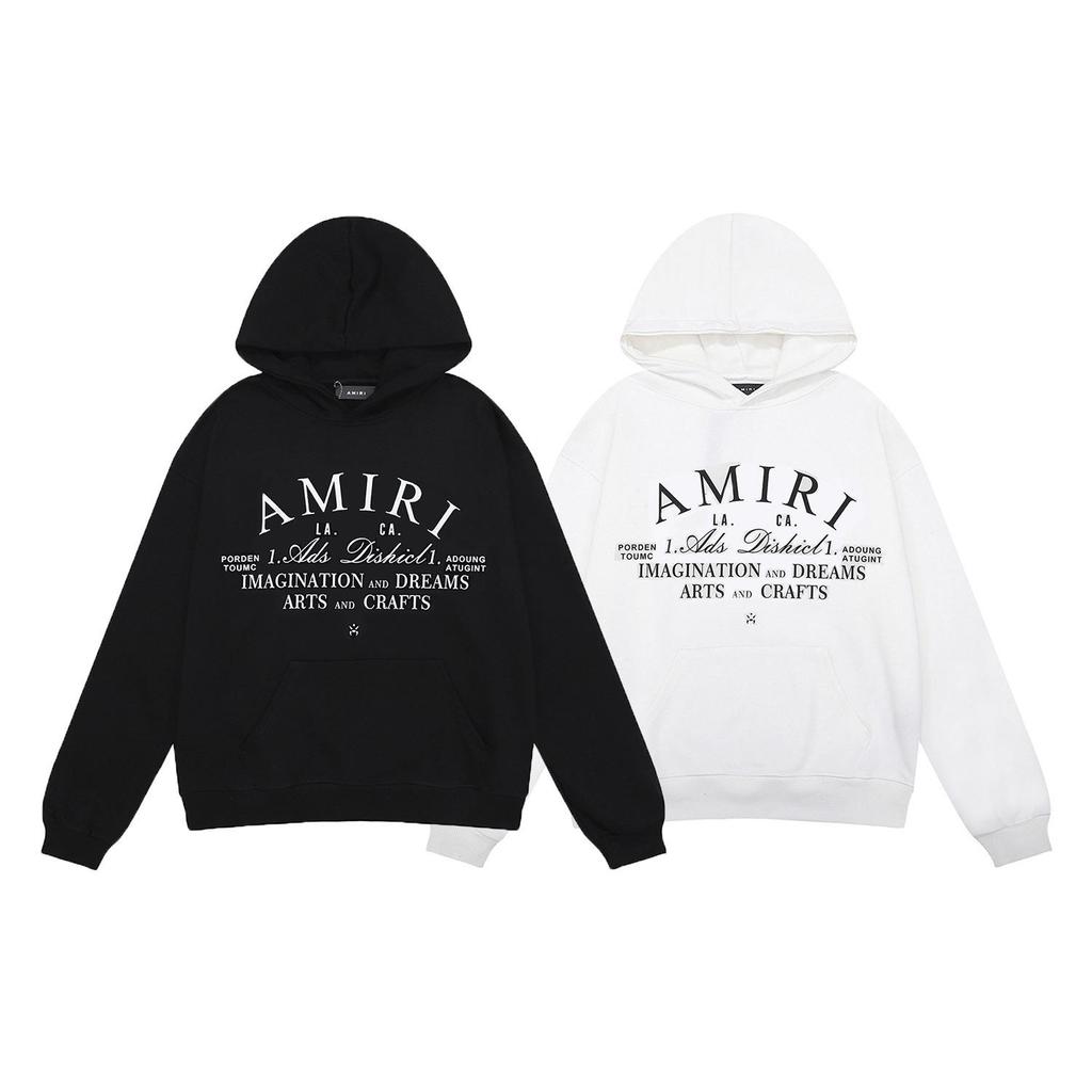 Amri Design Unisex Hooded Sweatshirt with Letter Print - Trendy European & American High Street Style