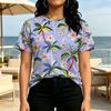 Women's Short Sleeve T-Shirt,Ins Minimalist Tropical Design,Soft Cotton,Perfect for Beach Vacation & Daily Casual,Versatile Fashion Tee