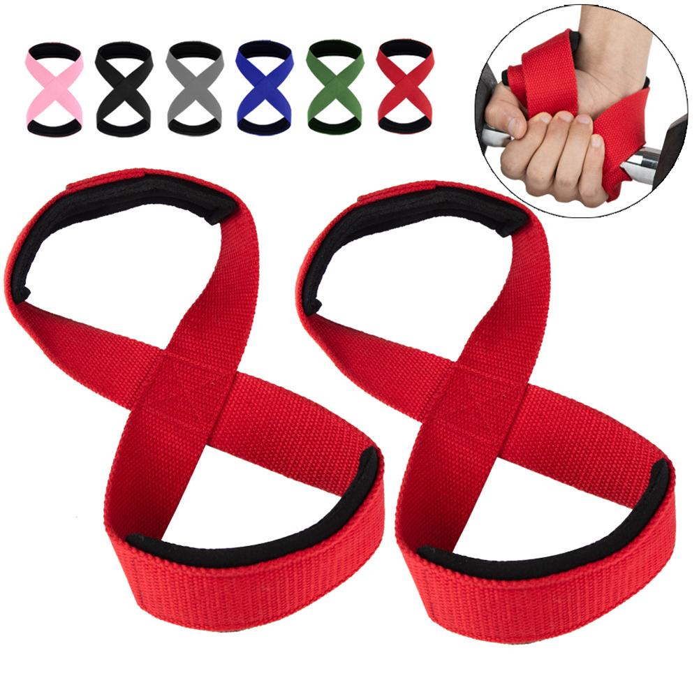 2PCS Padded Figure 8 Straps Deadlift Weight Lifting Workout Fitness Horizontal Gym Wrist Straps Y1P7