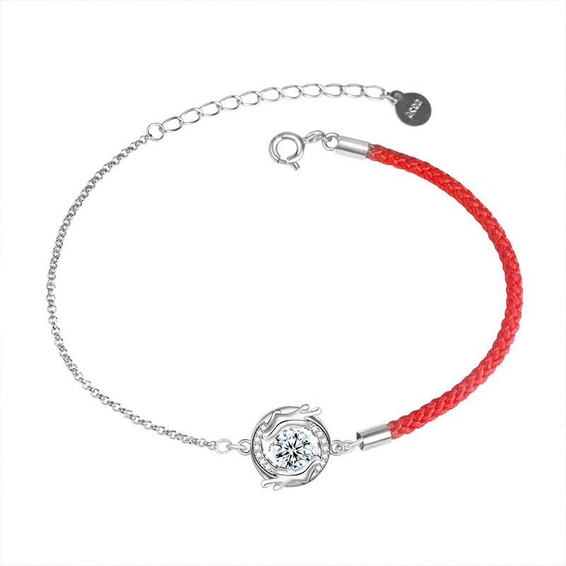 

S925 Стерлингового Серебра Новый Китайский Стиль Год Дракона Браслет Ювелирные Изделия Своими Руками Муассанит Год Рождения Зодиак Красная Веревка Ювелирные Изделия Adjustable size