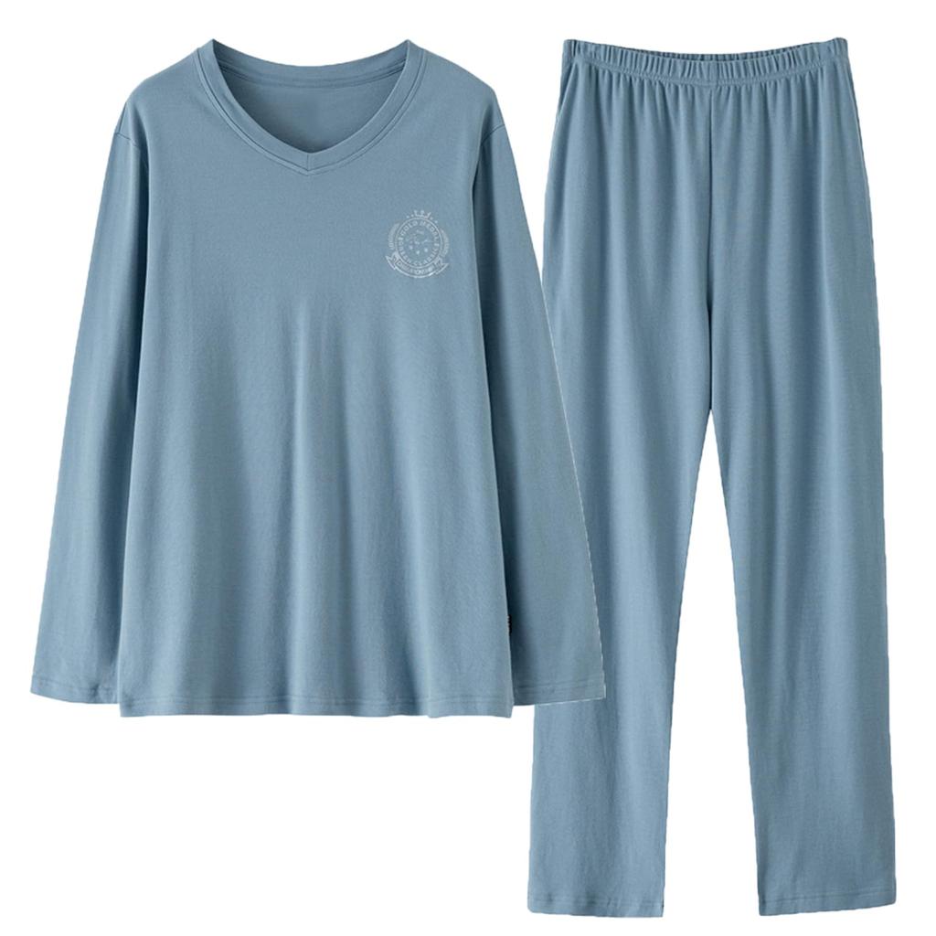 Up2Fantasy Long Solid Loose with Perfect for and A Great Men's Pajamas, Loungewear, Sleepwear, Sleeve, 100% Cotton, Color, Fit, V-Neck, Pockets,