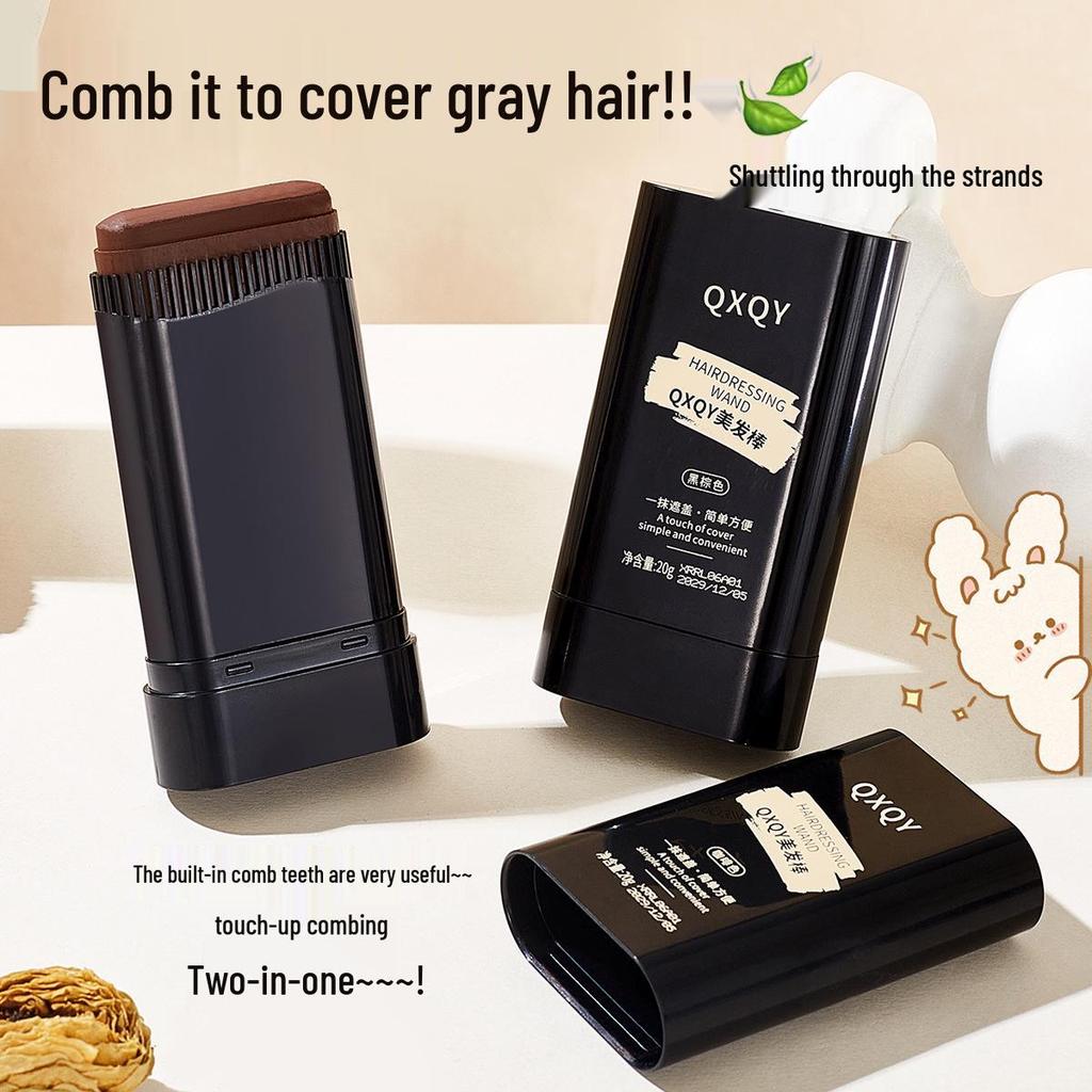 QXQY Natürlicher Schwarzer Haarfärbestift - Nicht auswaschendes Ansatz-Auffrischungsmittel zur Grauabdeckung