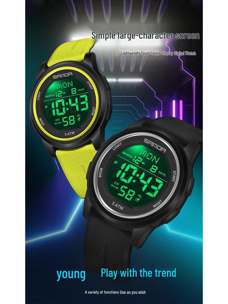 Sanda Waterproof Multifunction Electronic Watch for Teens - Trendy Unisex Design with Alarm