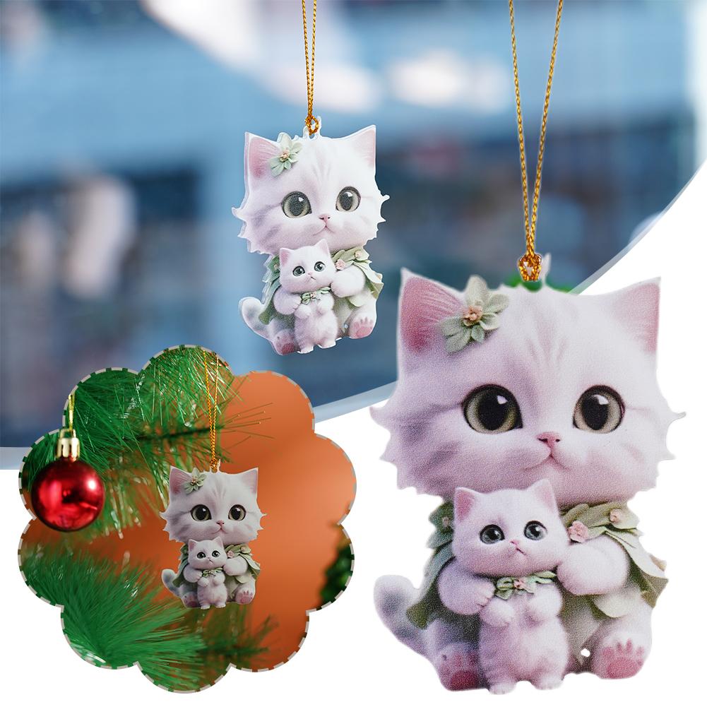 2D Acrylic Flat Cute Cat Hanging Pendant Rearview Mirror Backpack Handmade Car Ornament Accessory Interior Decoration G8R6