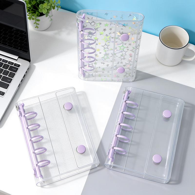 Macaron Color Tri-Fold Loose-Leaf Planner with Double-Buckle & Storage Pocket