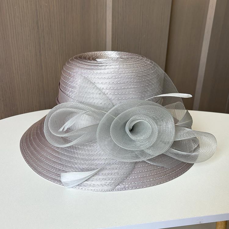 New Mesh Flower Pot Hat, European, American And British Retro Dome Fashion Top Hat, Women'S Summer Sun Protection Sun Hat