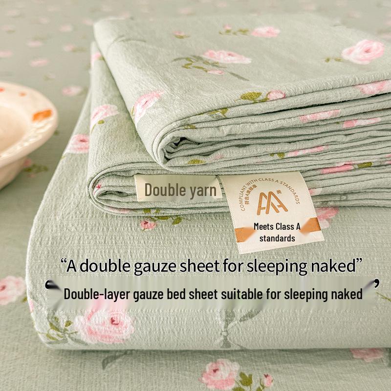 Class A Double Layer Gauze Bedding: Single Cotton Bed Sheet & Duvet Cover Set for Dorm Rooms