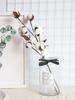 Künstliche getrocknete Baumwollblumen, weißer Blumenzweig für Hochzeitsfeierdekoration, gefälschte Blume, Blumendekor für Zuhause, Eukalyptusblätter